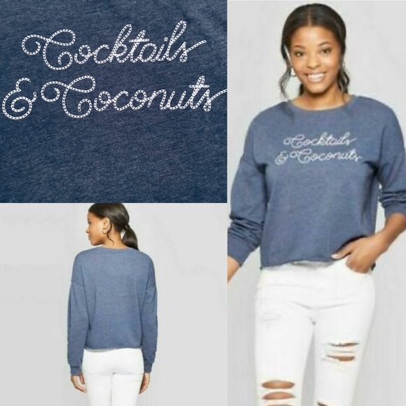 Zoe + Liv COCKTAILS & COCONUTS Sweatshirt S NWT - Picture 2 of 16